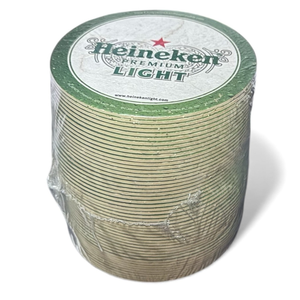 Vtg Heineken Beer Light Coasters 50 Printed Two Sided Barware 4"